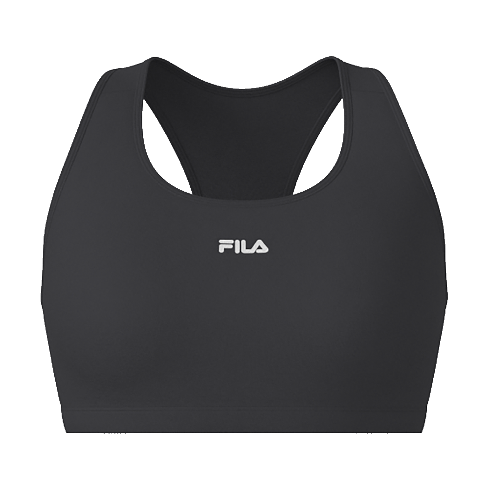 Top feminino nadador Essential Fila na cor preta com logo branco, vista frontal